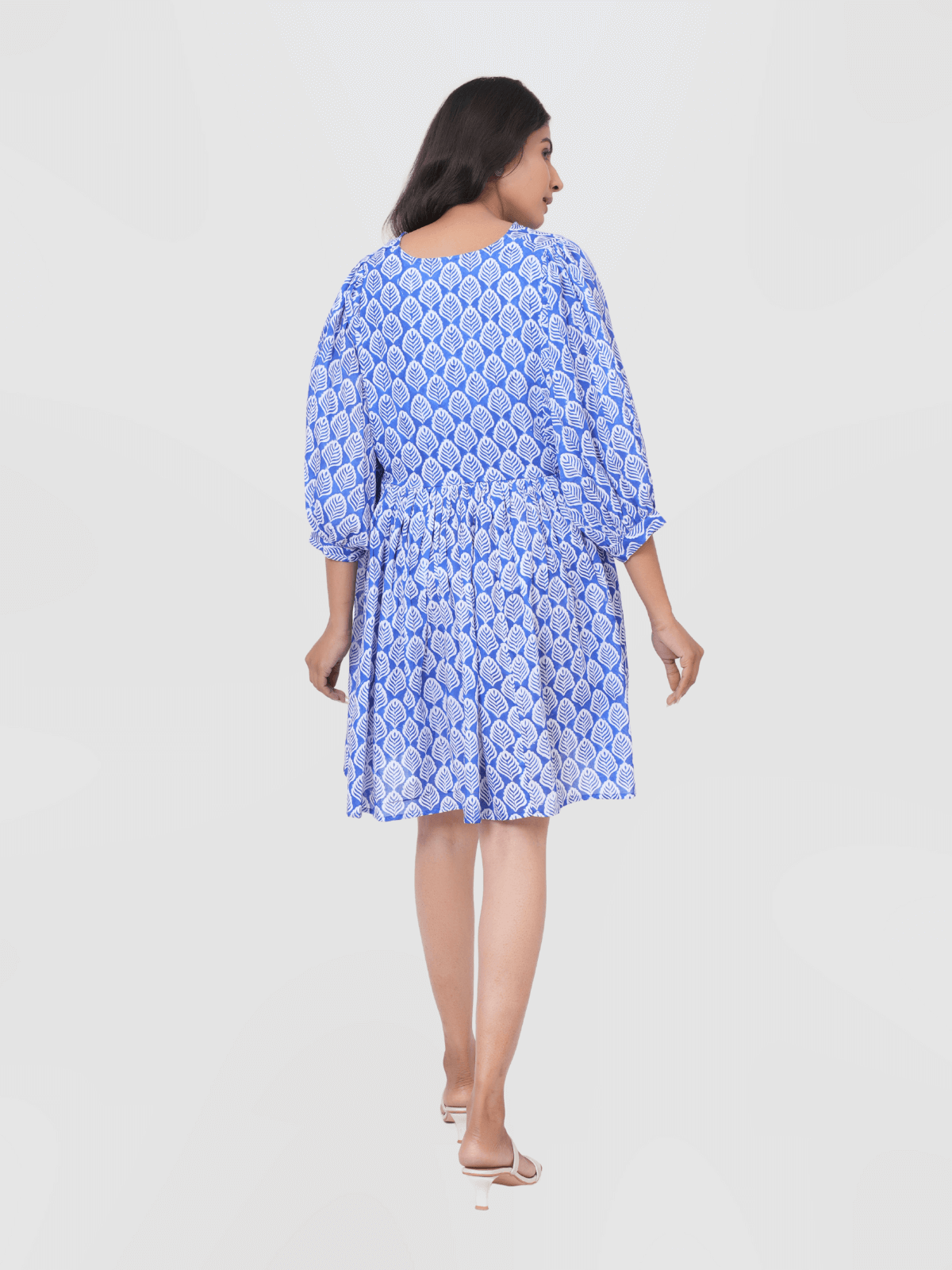 Blue-Leaf-Motif-Printed-Mini-dress-2