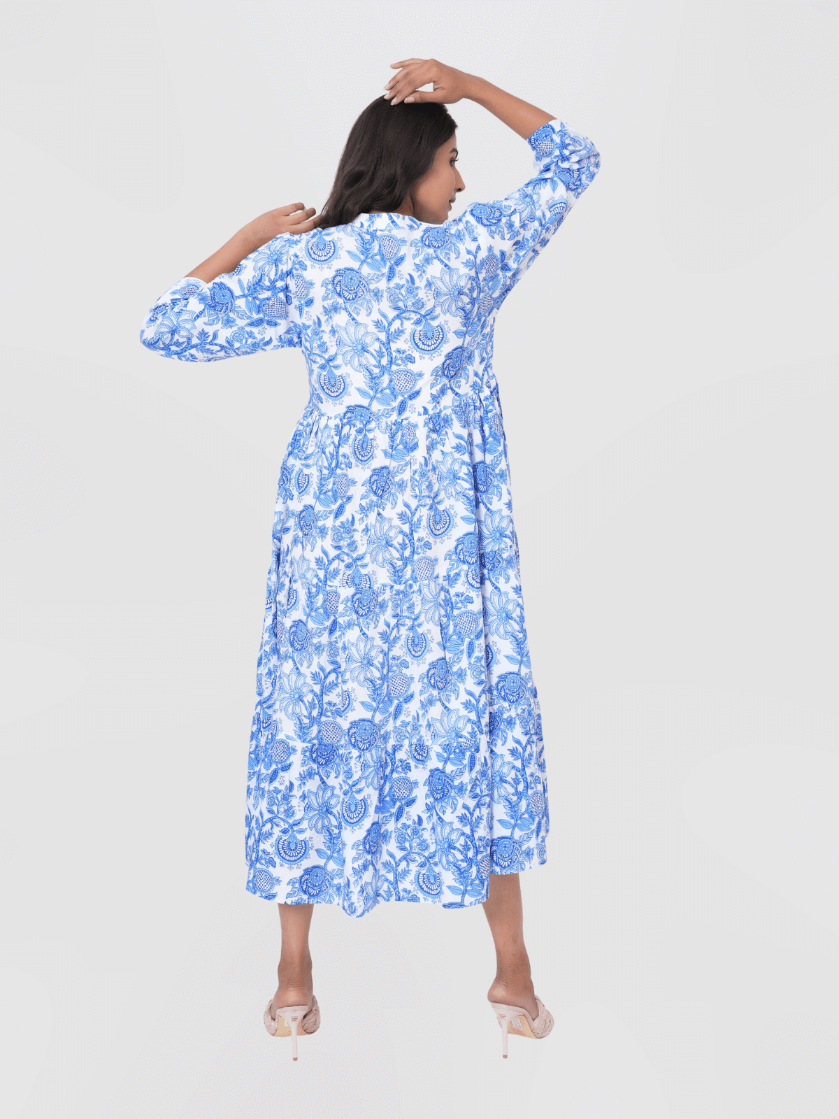 Blue-floral-block-print-maxi-anokhi-dress-2