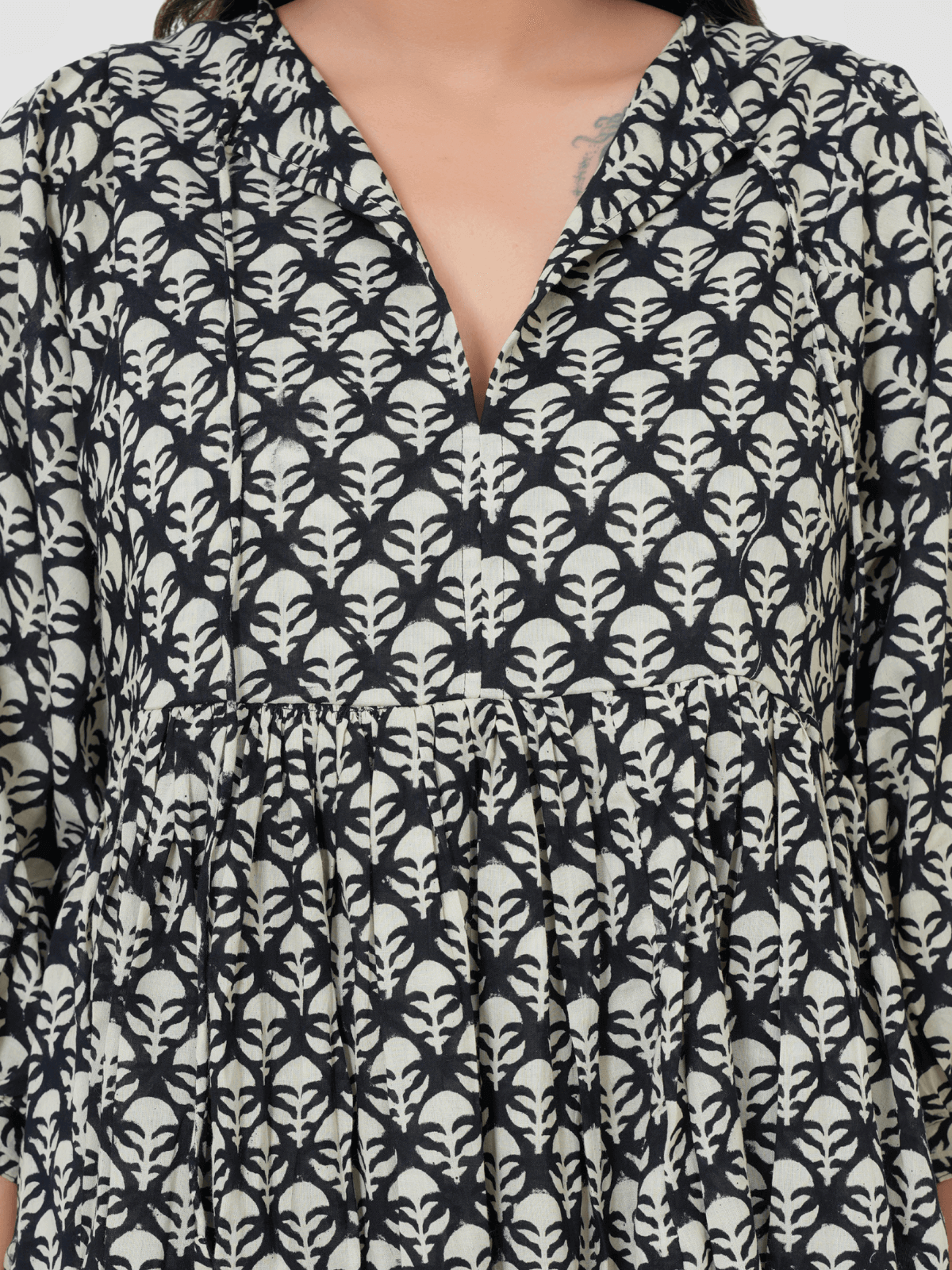 black-hand-block-print-cotton-mini-doi-dress-3