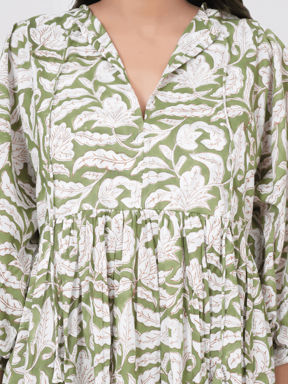 green-white-leaf-hand-block-print-cotton-mini-doi-dress-3