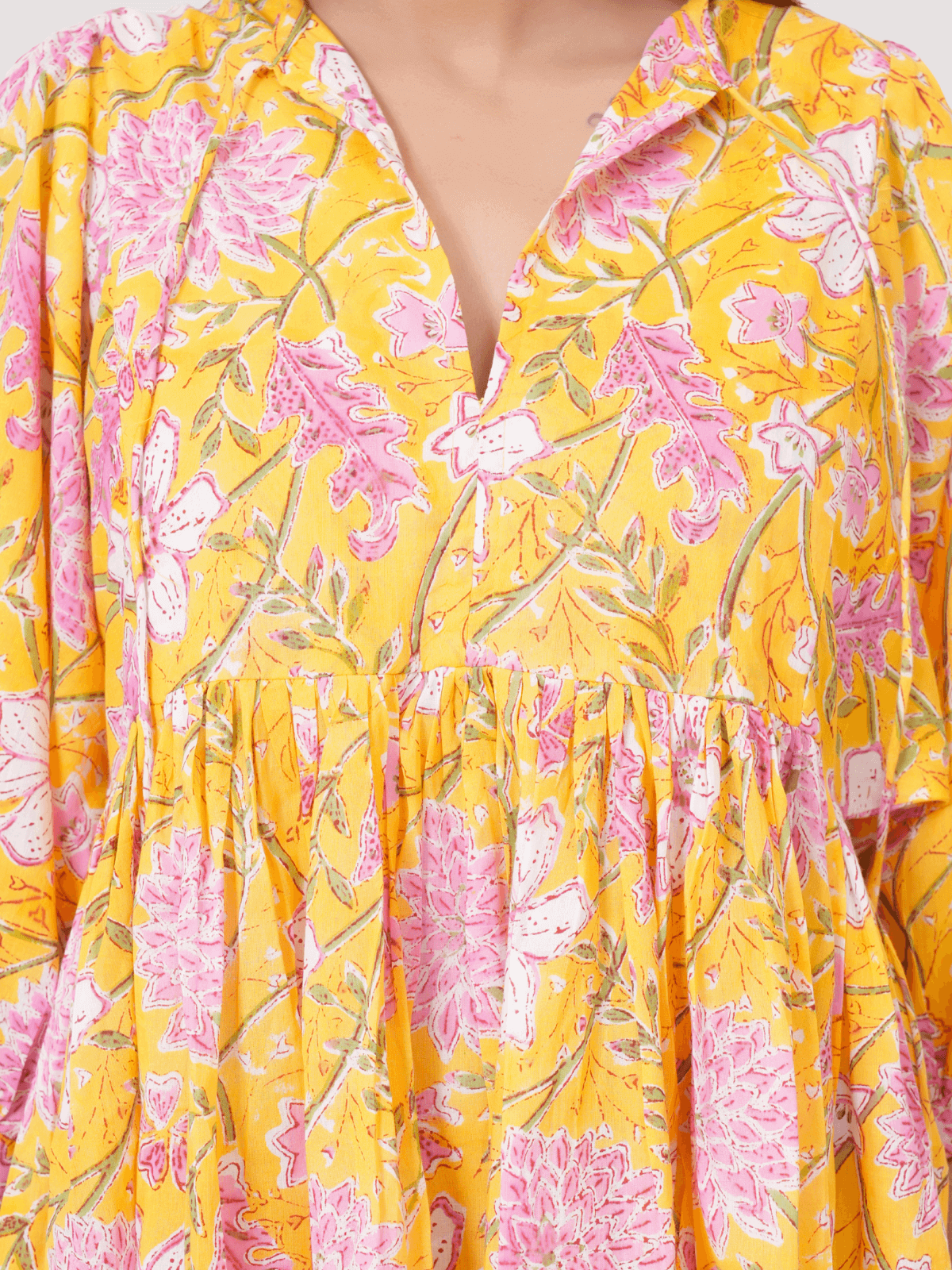 mustard-hand-block-print-cotton-mini-doi-dress-4