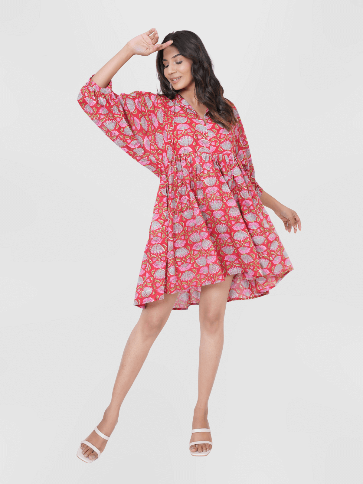 red-floral-hand-block-printed-cotton-mini-doi-dress-1