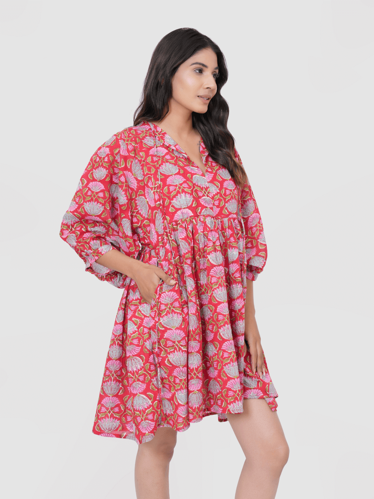 red-floral-hand-block-printed-cotton-mini-doi-dress-3