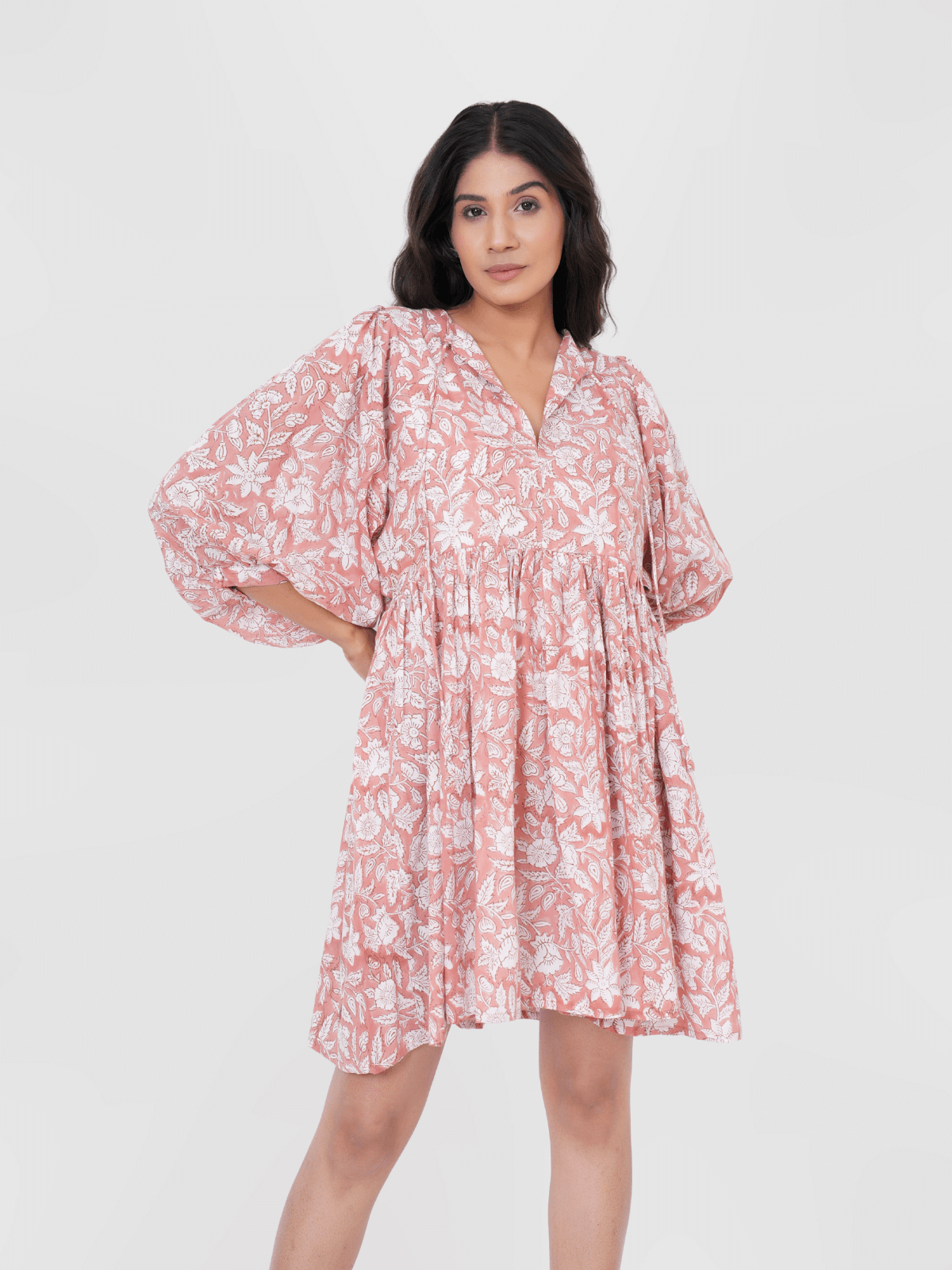 white-floral-hand-block-print-cotton-mini-doi-dress-1