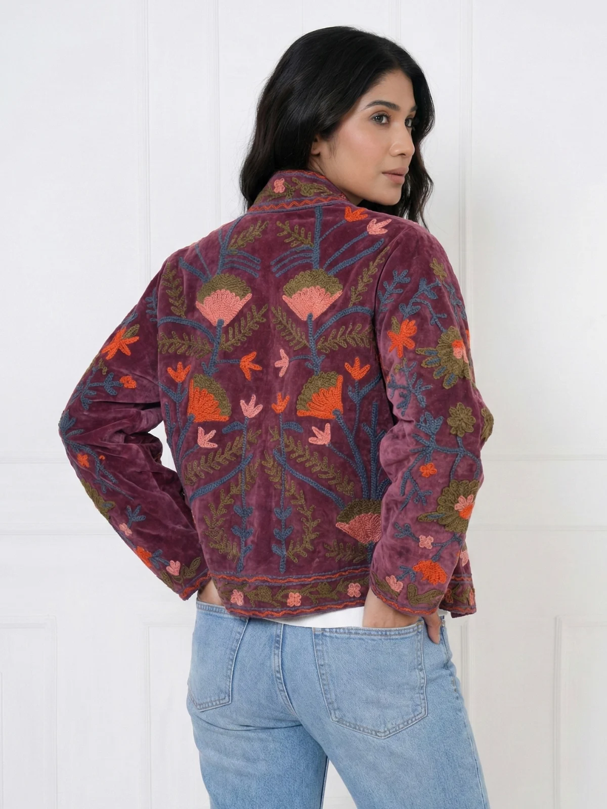 Maroon-Embroidered-Velvet-Jacket-with-Striped-Lining-1