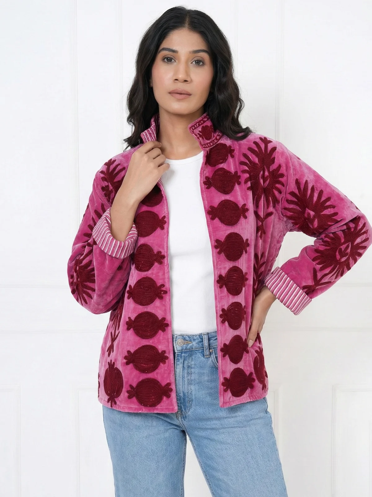 Pink-Floral-Velvet-Jacket-with-Stand-Collar-2